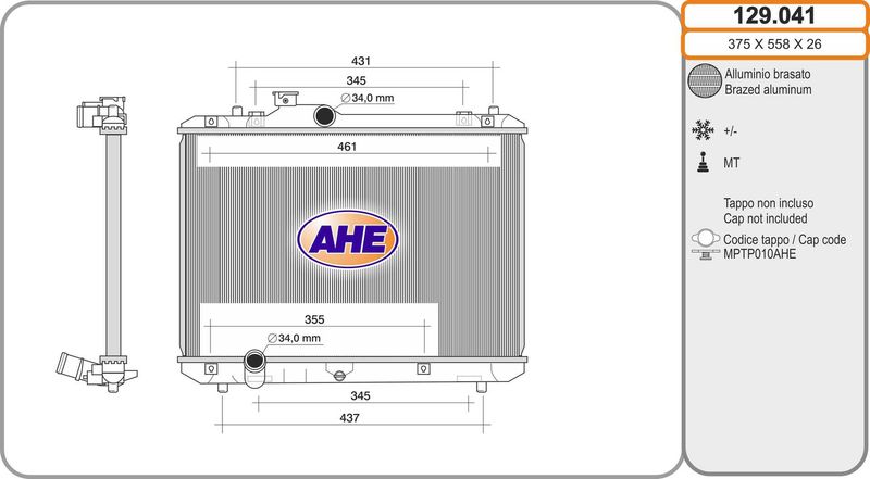 129041 AHE Радиатор, охлаждение двигателя