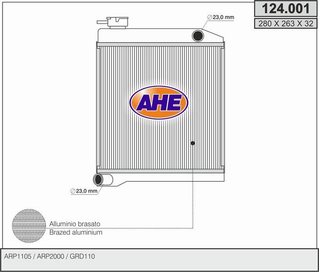 124001 AHE Радиатор, охлаждение двигателя