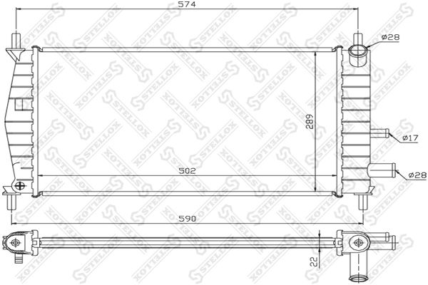 1025799SX STELLOX Радиатор, охлаждение двигателя