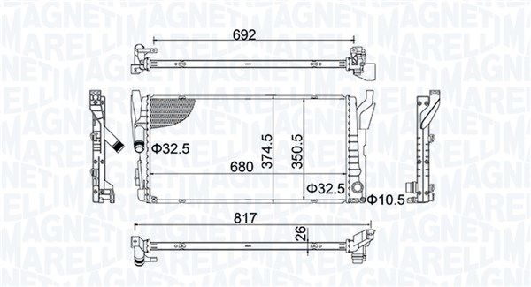 350213202800 MAGNETI MARELLI Радиатор, охлаждение двигателя