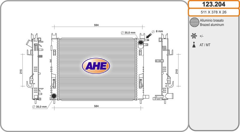 123204 AHE Радиатор, охлаждение двигателя