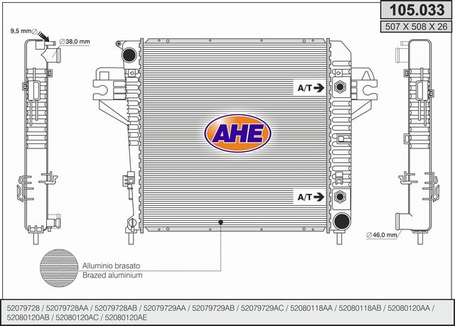 105033 AHE Радиатор, охлаждение двигателя