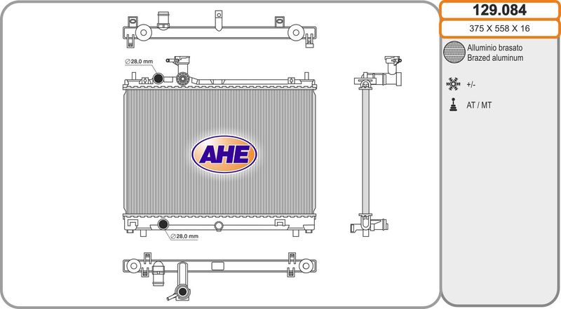 129084 AHE Радиатор, охлаждение двигателя