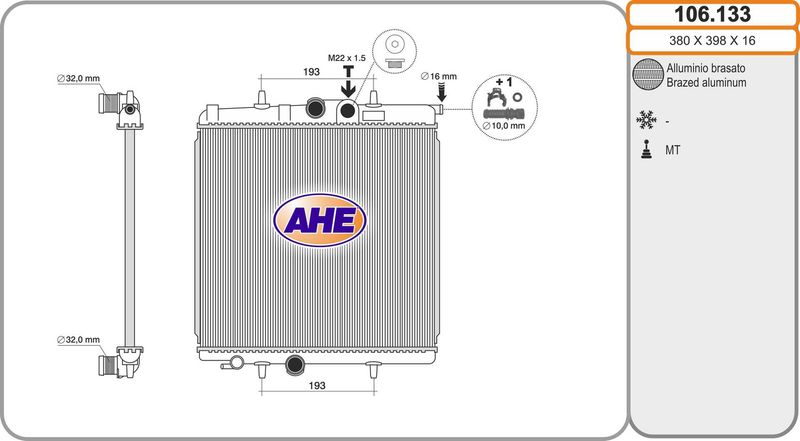 106133 AHE Радиатор, охлаждение двигателя