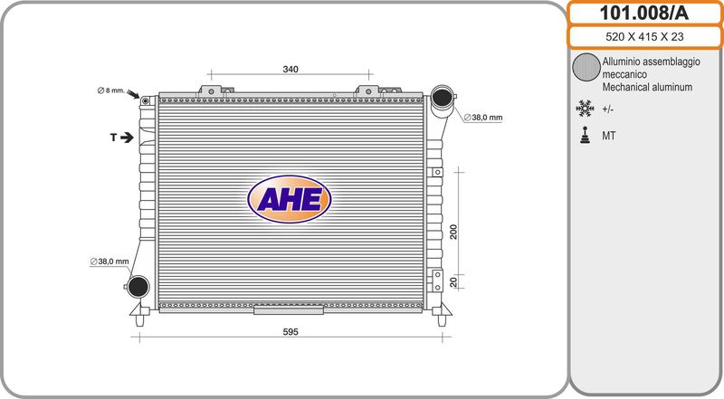 101008A AHE Радиатор, охлаждение двигателя