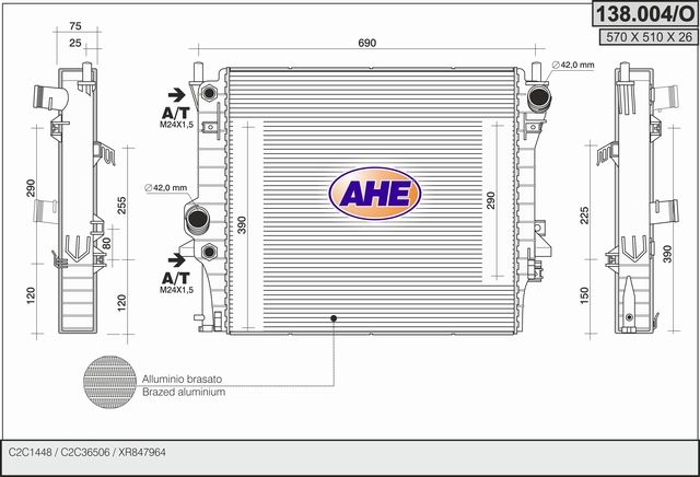 138004O AHE Радиатор, охлаждение двигателя