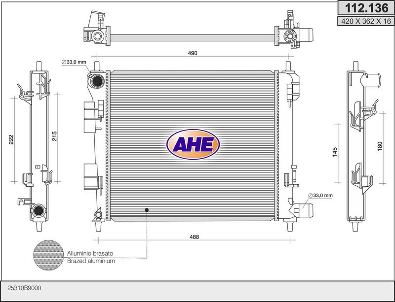 112136 AHE Радиатор, охлаждение двигателя
