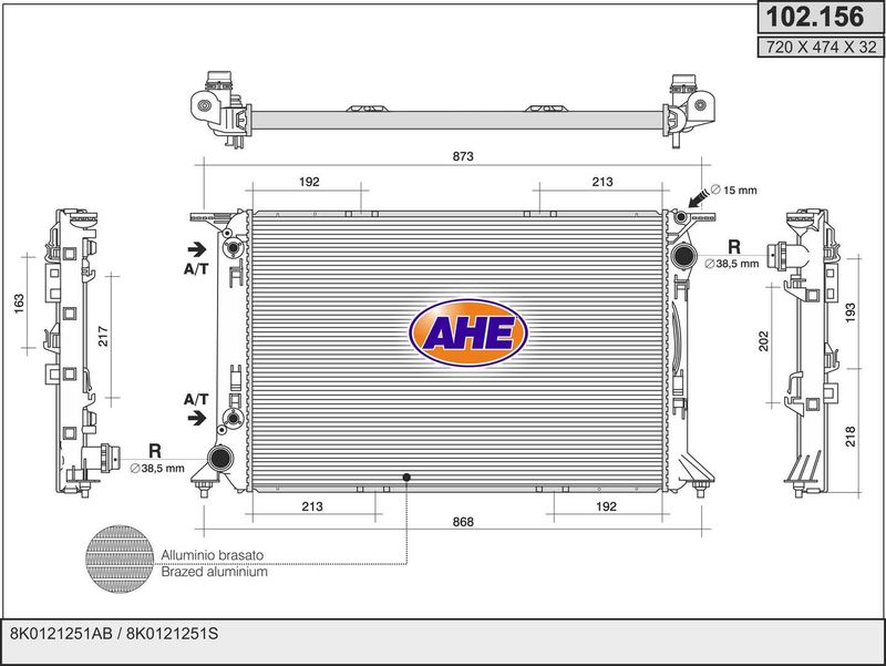 102156 AHE Радиатор, охлаждение двигателя