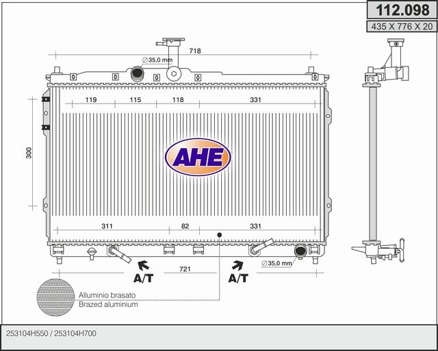 112098 AHE Радиатор, охлаждение двигателя