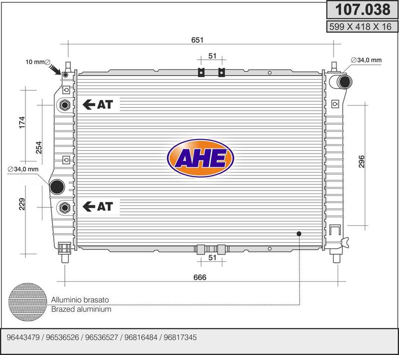 107038 AHE Радиатор, охлаждение двигателя