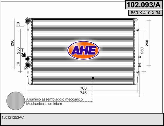 102093A AHE Радиатор, охлаждение двигателя