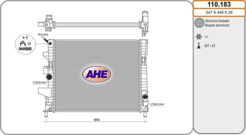 110183 AHE Радиатор, охлаждение двигателя