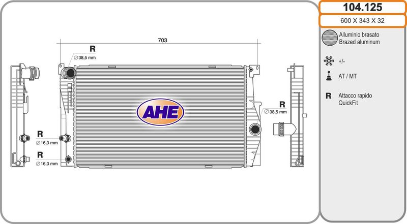 104125 AHE Радиатор, охлаждение двигателя