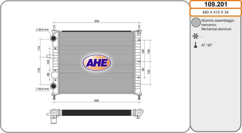 109201 AHE Радиатор, охлаждение двигателя