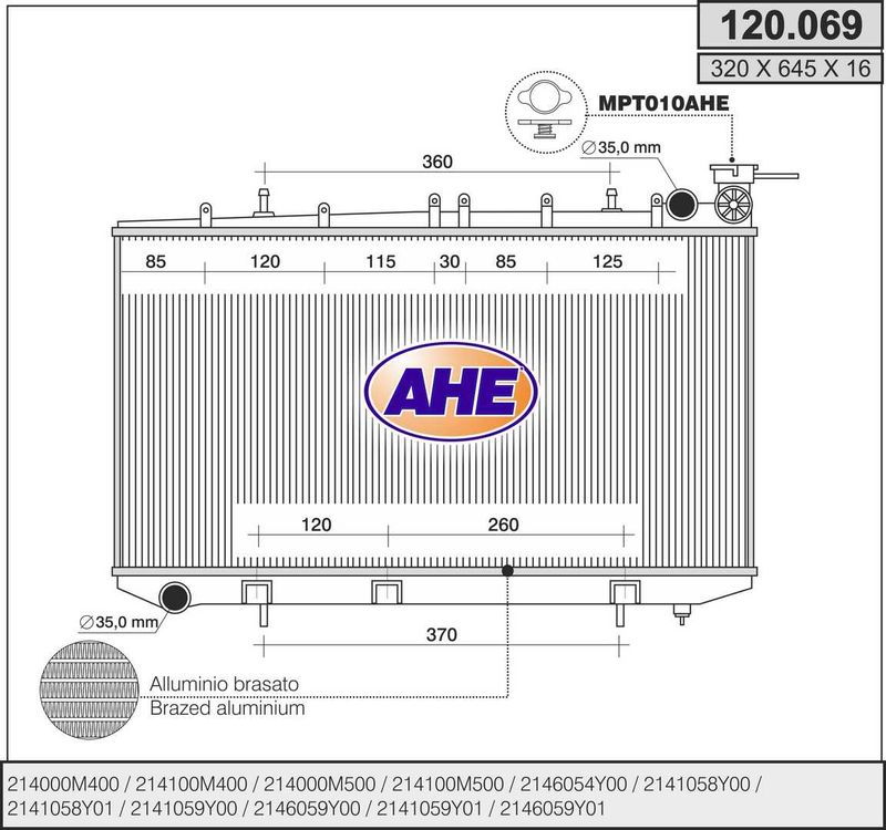 120069 AHE Радиатор, охлаждение двигателя