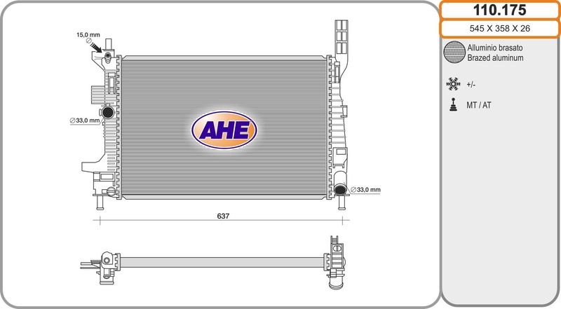 110175 AHE Радиатор, охлаждение двигателя