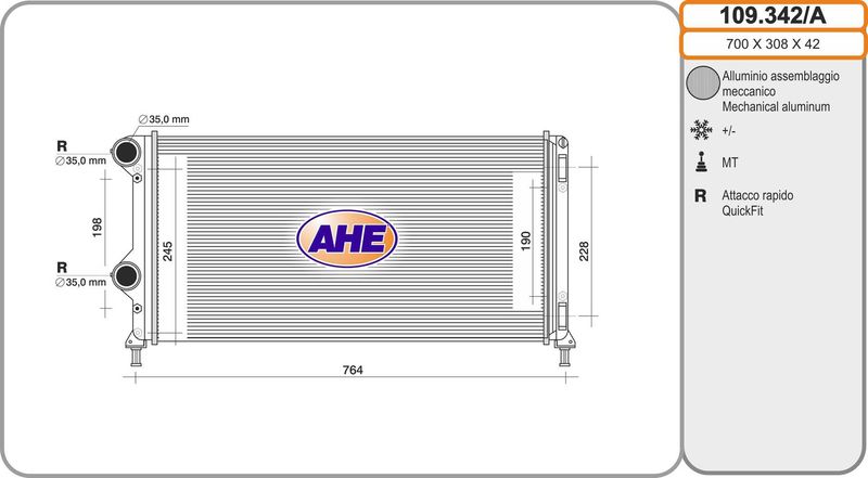 109342A AHE Радиатор, охлаждение двигателя