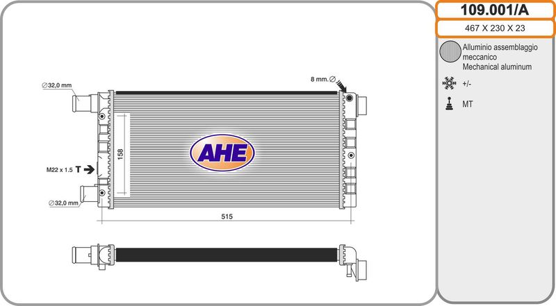 109001A AHE Радиатор, охлаждение двигателя