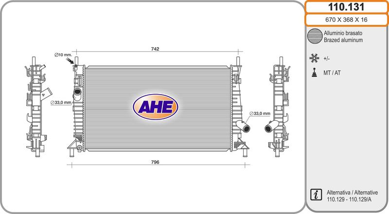 110131 AHE Радиатор, охлаждение двигателя