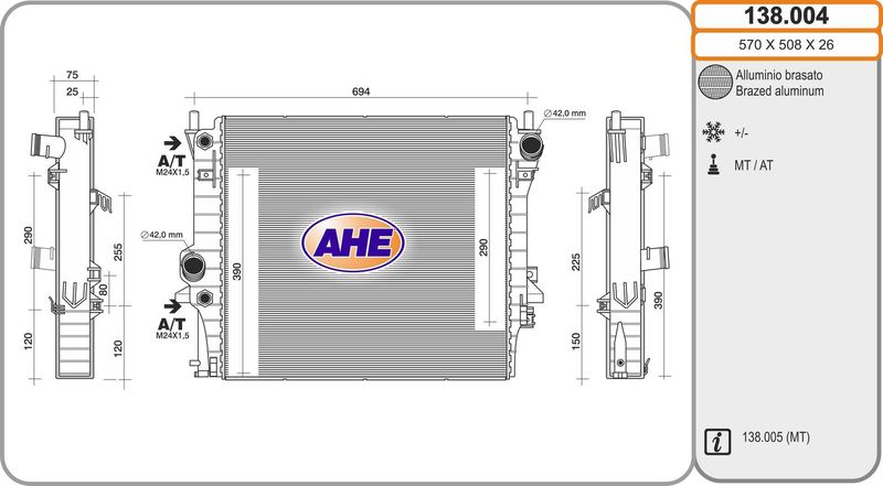138004 AHE Радиатор, охлаждение двигателя