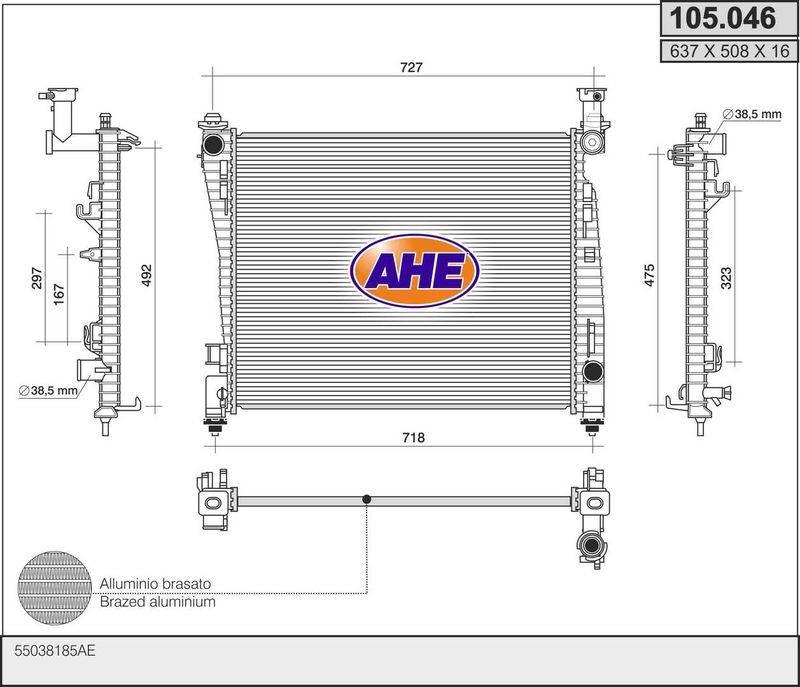 105046 AHE Радиатор, охлаждение двигателя