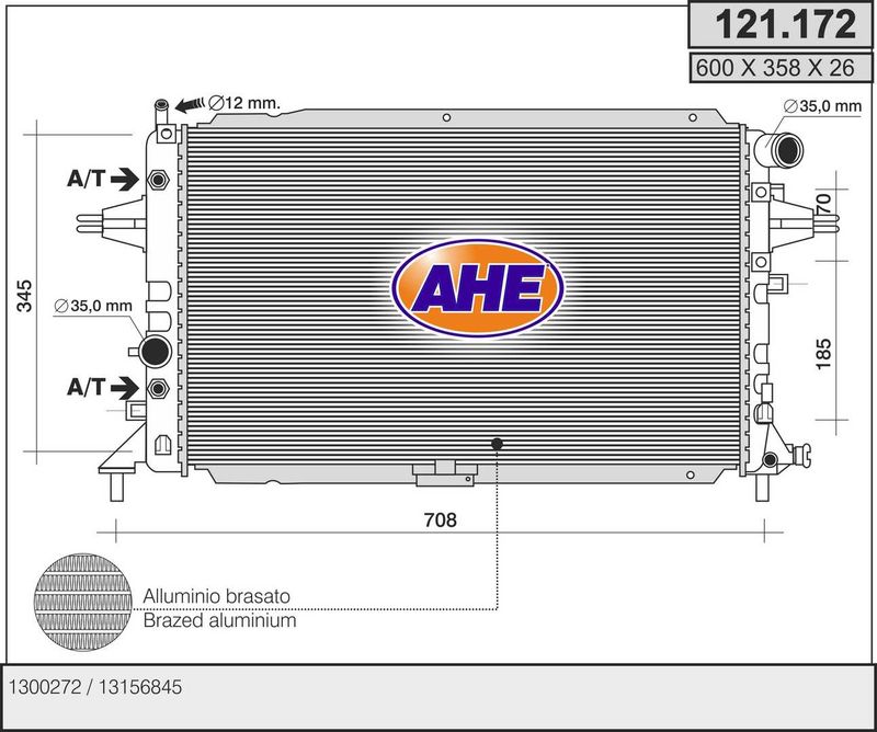 121172 AHE Радиатор, охлаждение двигателя