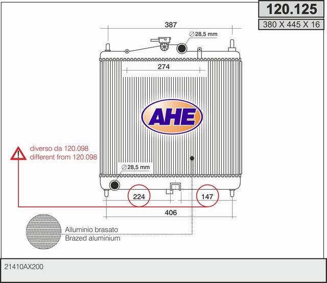 120125 AHE Радиатор, охлаждение двигателя