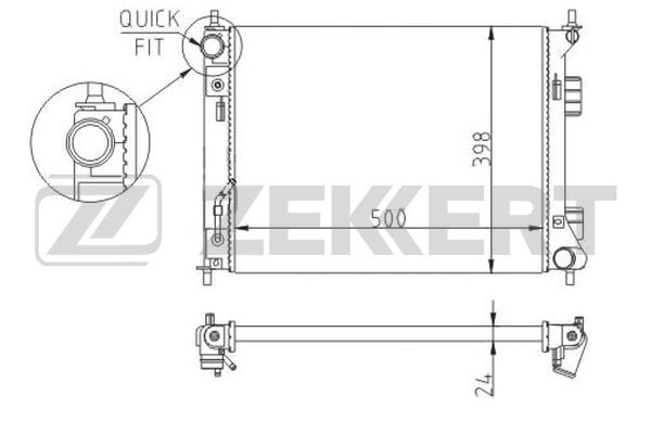 MK1593 ZEKKERT Радиатор, охлаждение двигателя