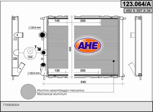 123064A AHE Радиатор, охлаждение двигателя