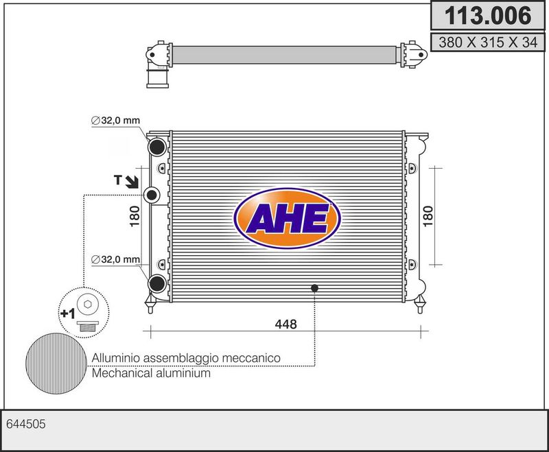 113006 AHE Радиатор, охлаждение двигателя