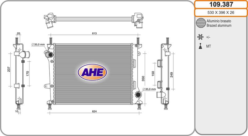 109387 AHE Радиатор, охлаждение двигателя