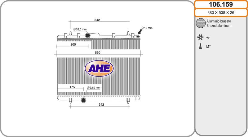 106159 AHE Радиатор, охлаждение двигателя