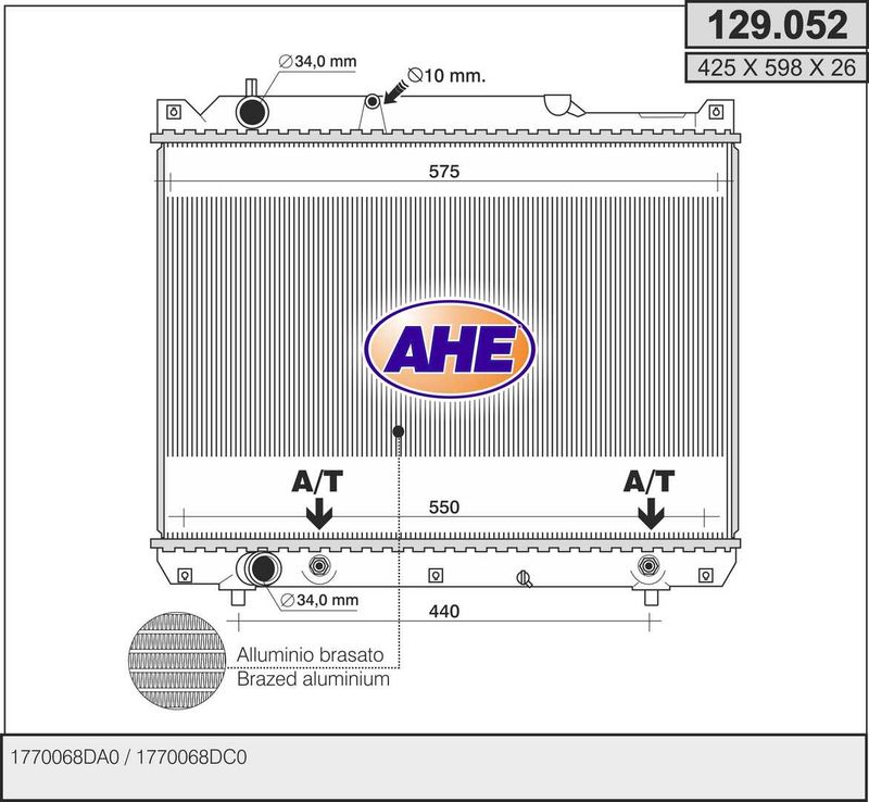 129052 AHE Радиатор, охлаждение двигателя