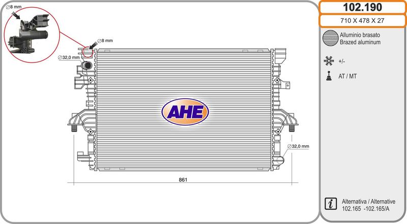 102190 AHE Радиатор, охлаждение двигателя
