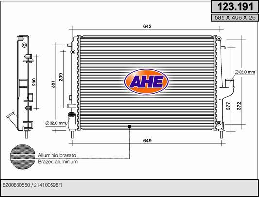 123191 AHE Радиатор, охлаждение двигателя