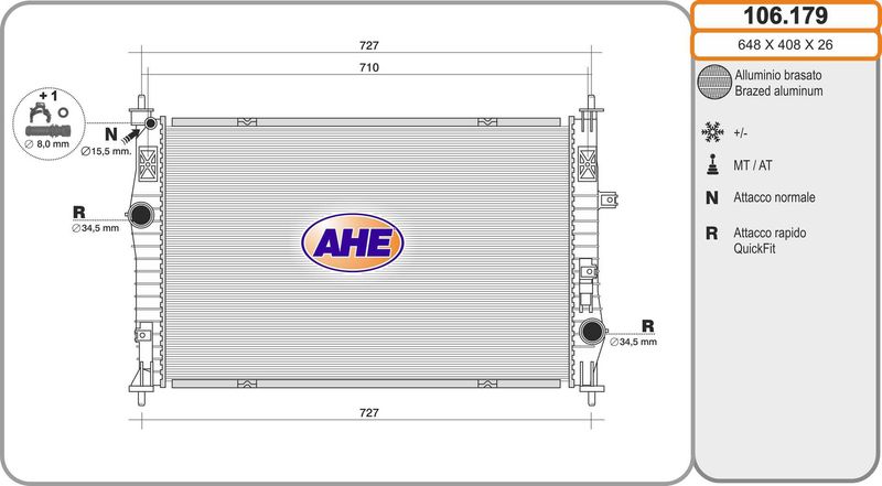 106179 AHE Радиатор, охлаждение двигателя