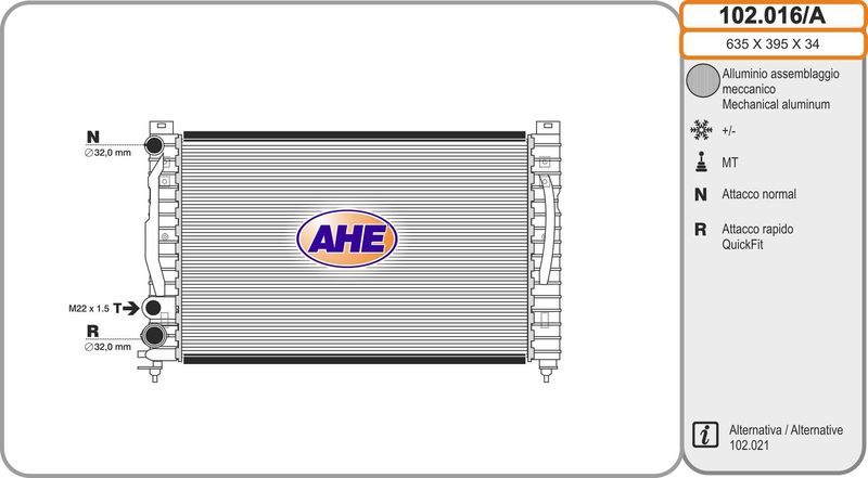 102016A AHE Радиатор, охлаждение двигателя