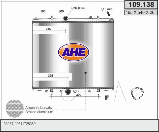 109138 AHE Радиатор, охлаждение двигателя