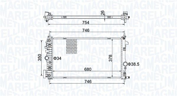 350213152300 MAGNETI MARELLI Радиатор, охлаждение двигателя