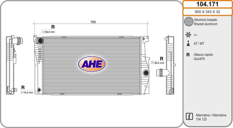 104171 AHE Радиатор, охлаждение двигателя
