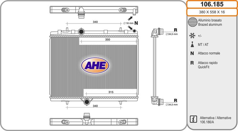 106185 AHE Радиатор, охлаждение двигателя