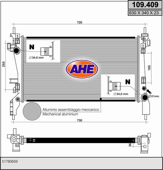 109409 AHE Радиатор, охлаждение двигателя