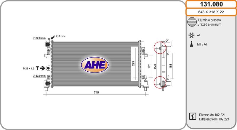 131080 AHE Радиатор, охлаждение двигателя