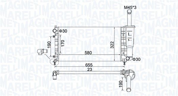 350213183600 MAGNETI MARELLI Радиатор, охлаждение двигателя