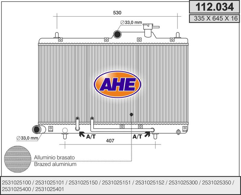 112034 AHE Радиатор, охлаждение двигателя