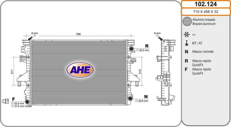 102124 AHE Радиатор, охлаждение двигателя