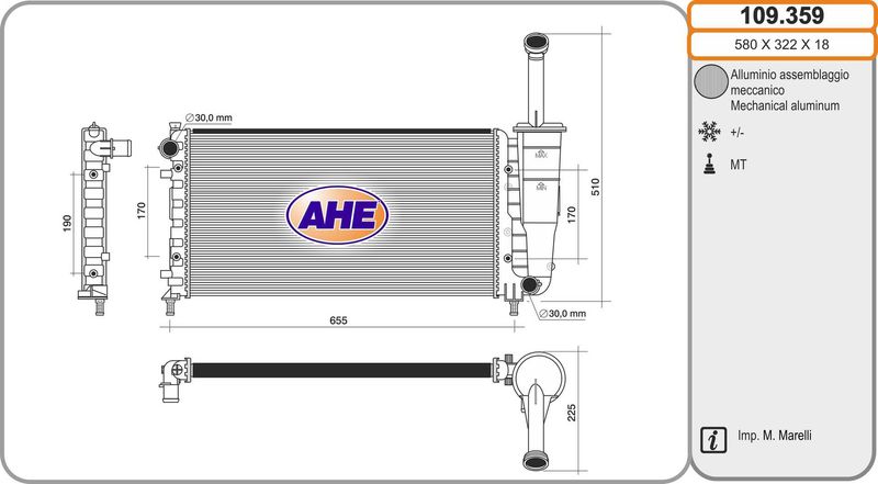 109359 AHE Радиатор, охлаждение двигателя