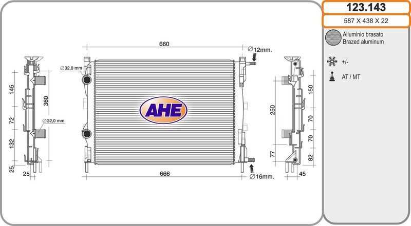 123143 AHE Радиатор, охлаждение двигателя