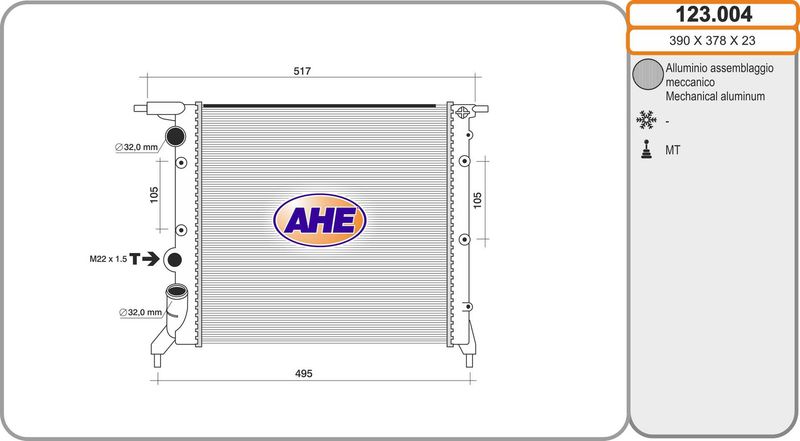 123004 AHE Радиатор, охлаждение двигателя