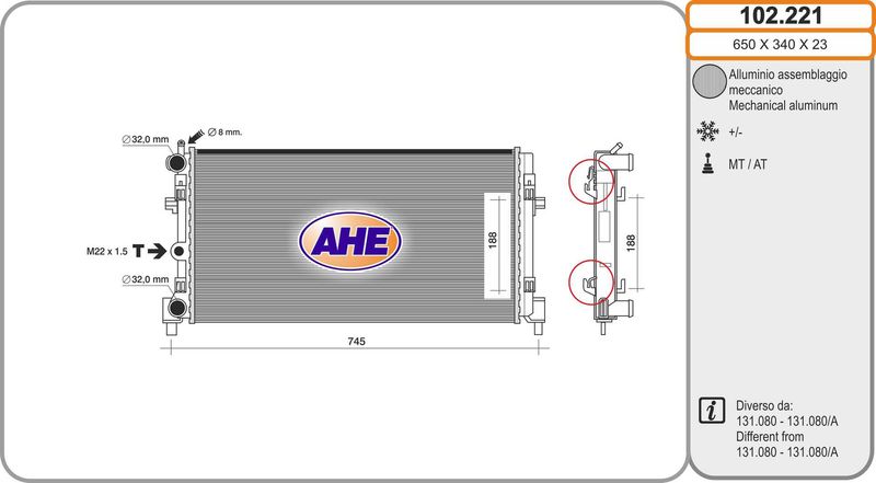 102221 AHE Радиатор, охлаждение двигателя